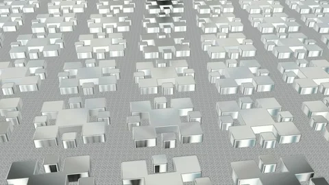 Field of Rotating White Figures, Reflection, Exclusive, 3D Render, Background Stock Footage 268707672