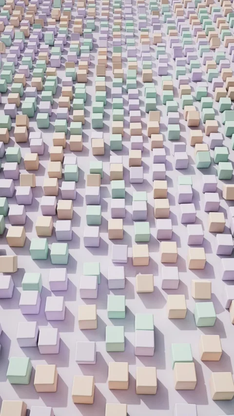 Field of rounded cubes tipping over and rolling back, pastel tones 動画素材 348800344