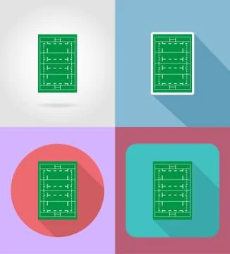 Field for rugby flat icons vector illustration Stock Illustration