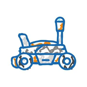 Field scanning robot harvests icon doodle illustration Illustrazione stock