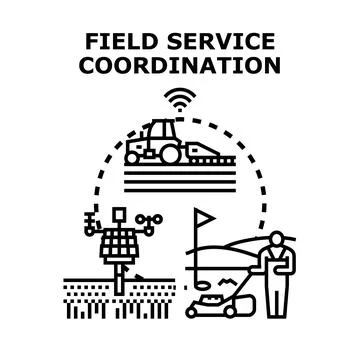 Field service coordination optimizing remote work and management Stock Illustration