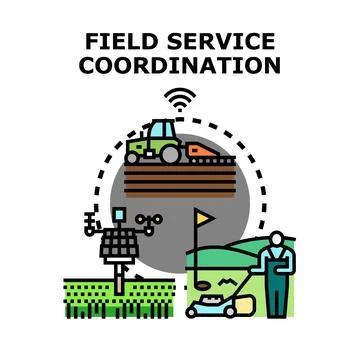Field service coordination optimizing remote work and management Stock Illustration