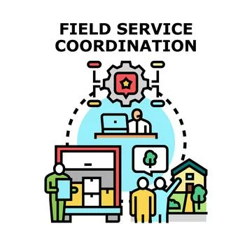 Field service coordination optimizing repair and delivery work Stock Illustration