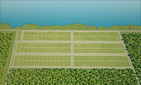 Field for settlement view from above 3d rendering Stock Illustration