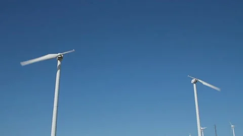 Field of single blade wind turbines Stock Footage 11894050