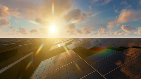 Field of solar panel clouds running over Stock Footage 148332472