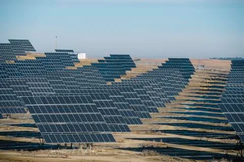 Field of solar panels Stock Photos
