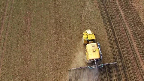 Field with sowing machine. Stock Footage 73961882