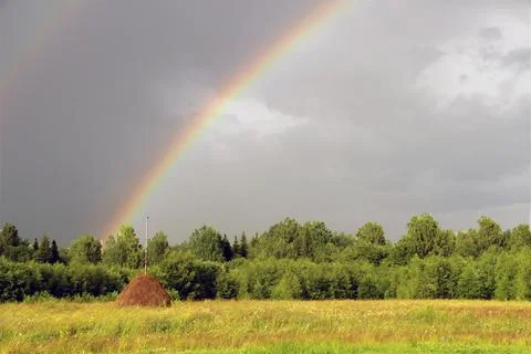 Field, stack, rainbow 写真素材