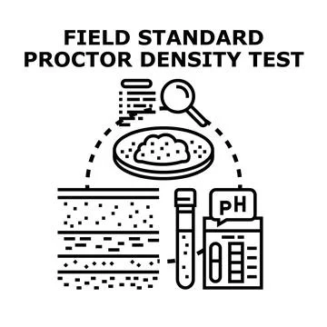 Field standard proctor density testing soil analysis concept Stock Illustration
