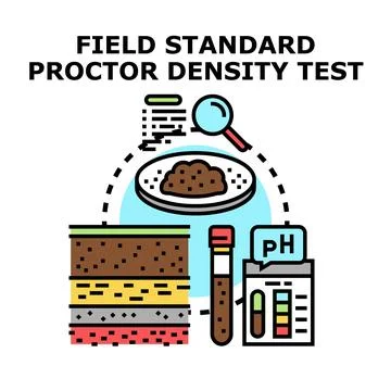 Field standard proctor density testing soil analysis concept Stock Illustration