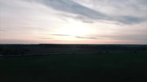 Field at Sunset From the Air Stock Footage 61807595