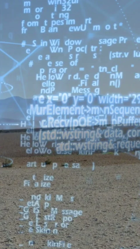 Field technician entering left, activating AR code and node overlay, Stock Footage 333836241