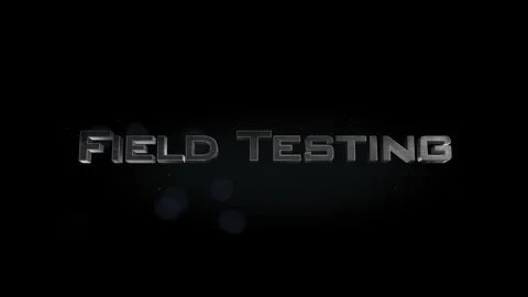 Field Testing title metal text on black alpha channel background Stock Footage 296269211