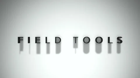 Field Tools 3D title animation matte black text on a white background Stock Footage 300717164