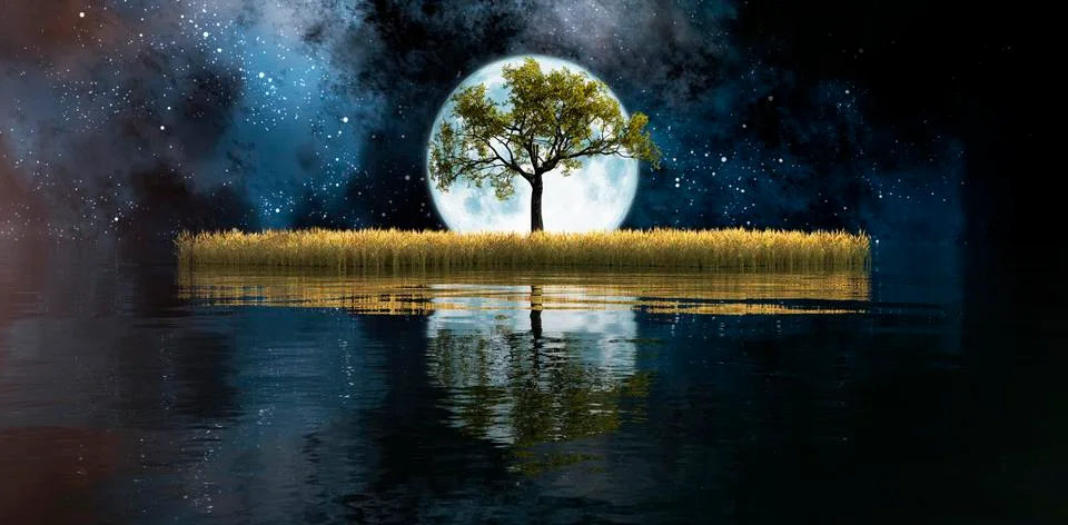 Field with a tree Stock Illustration