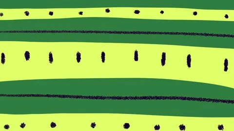 Field trees grass group of people walking down hill black striped line dots Stock Footage 335696005
