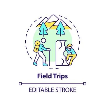 Field trips multi color concept icon Stock Illustration