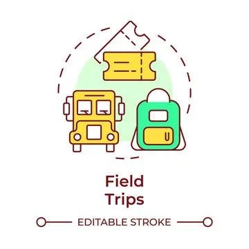 Field trips multi color concept icon Stock Illustration