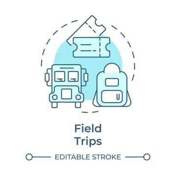 Field trips soft blue concept icon Stock Illustration