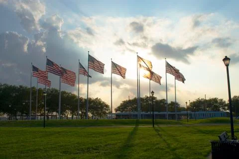 Field of US Flags -04 Stock Photos