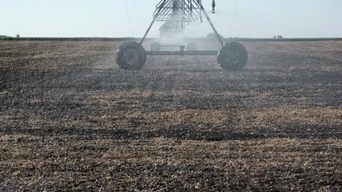 Field with watering system Stock Footage 134652806