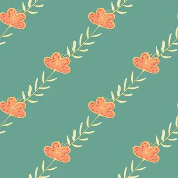Field wildflower seamless pattern in tender summer style. Orange floral ornam Stock Illustration
