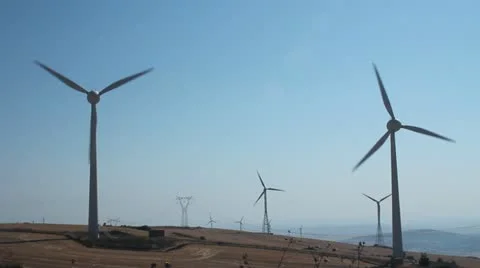Field of wind turbines Stock Footage 11893357