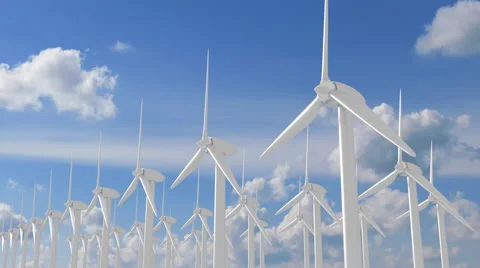 Field of wind turbines Stock Footage 56482449