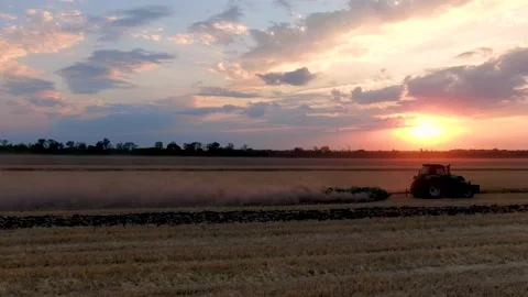 Field work at sunset Stock Footage 137497390