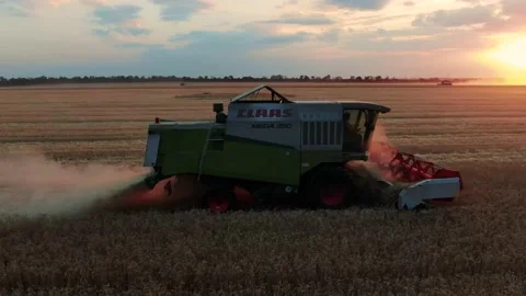 Field work at sunset in Ukraine Stock Footage 137492323