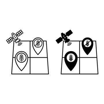 Field Yield Mapping Icons. Line and Glyph Vector Illustrations. Creating Di.. Stock Illustration