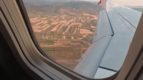 Fields From The Airplane Window Stock Footage 157349932