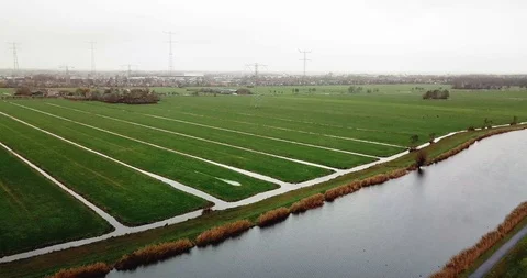Fields and canals drone Stock Footage 101141224