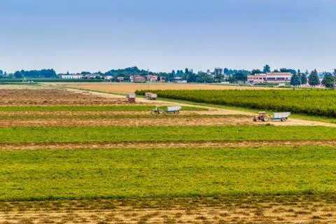 Fields and farm equipment Stock Photos