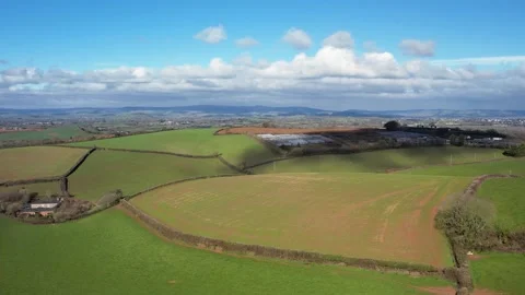 Fields and Farmlands in spring from a drone, Devon, England,  Europe Stock Footage 234842092