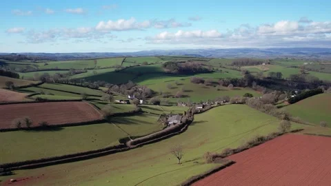 Fields and Farmlands in spring from a drone, Devon, England,  Europe Stockbeeldmateriaal 234843101