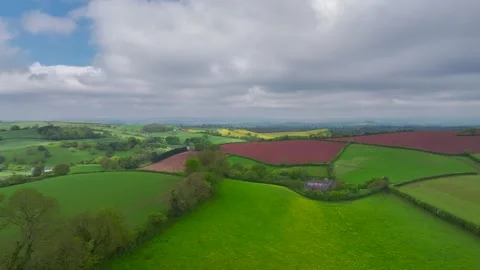 Fields and Farms from a drone, Devon, England,  Europe Stock Footage 241187802