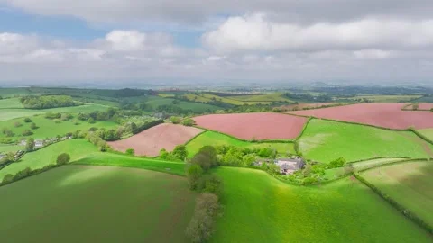 Fields and Farms from a drone, Devon, England,  Europe Stock Footage 241193166