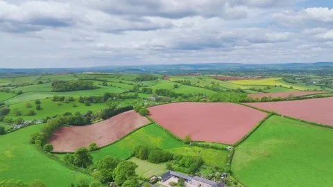 Fields and Farms from a drone, Devon, England,  Europe Stock Footage 241497267