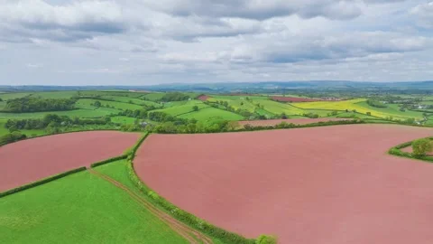 Fields and Farms from a drone, Devon, England,  Europe Stock-Footage 241497330