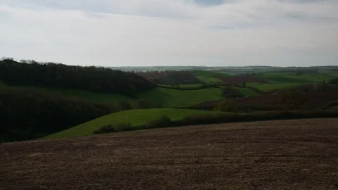 Fields and Farms from a drone, Devon, England,  Europe 動画素材 253510028