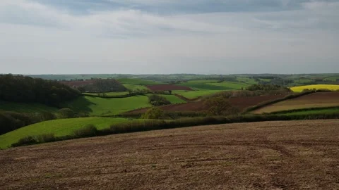 Fields and Farms from a drone, Devon, England,  Europe 動画素材 253510159