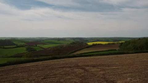 Fields and Farms from a drone, Devon, England,  Europe 動画素材 253510208