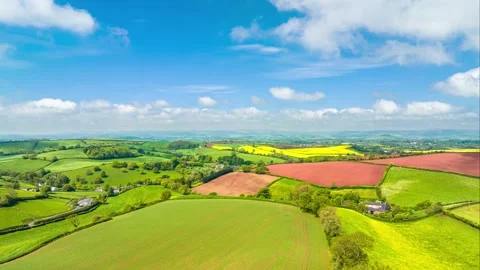 Fields and Farms in Hyperlapse over Torquay, Devon, England Stock Footage 241142787