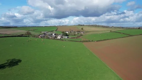 Fields and Farms over Cockington, Paignton, Torquay, Devon, England 库存影片 221030352