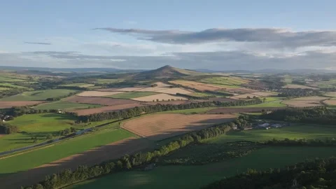 Fields and Farms over River Teviot from a drone, Roxburghshire, Scotland Stock-Footage 317349044