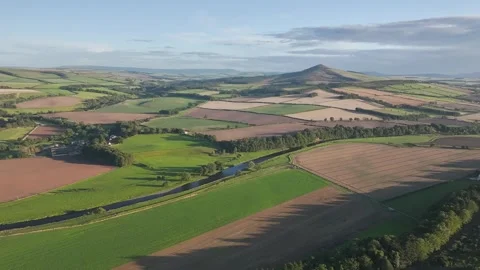 Fields and Farms over River Teviot from a drone, Roxburghshire, Scotland Stock-Footage 317349087