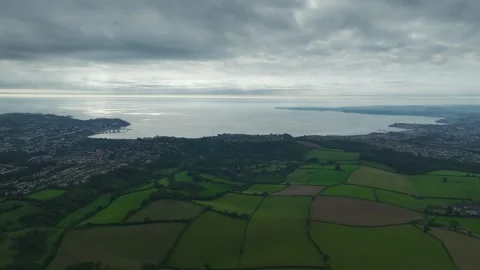 Fields and Farms over Torquay and Paignton from a drone, Devon, England 스톡 동영상 249773973