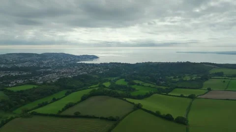 Fields and Farms over Torquay and Paignton, Devon, England 스톡 동영상 250477177